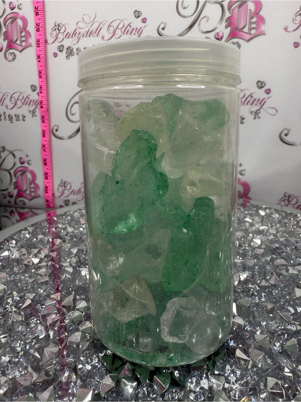 Ashland decorative filler sea Green and Clear Decorative Glass Nuggets Jar